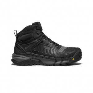 Black Men Keen Kansas City Waterproof Mid (Carbon-Fiber Toe) Work Boots | 20739-OVFN