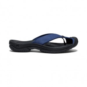 Black Men Keen Waimea Leather Flip Flops | 54126-VYJN