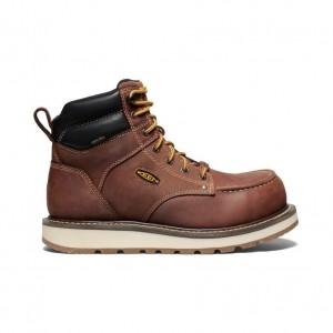 Brown Men Keen Cincinnati 6 Waterproof (Carbon-Fiber Toe) Work Boots | 25471-LRPZ