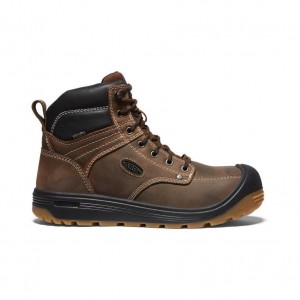 Brown Men Keen Fort Wayne 6 Waterproof (Carbon-Fiber Toe) Work Boots | 92047-NZHD