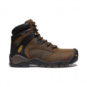 Brown Men Keen Louisville 6 Waterproof (Steel Toe) Boots | 62591-OCYQ