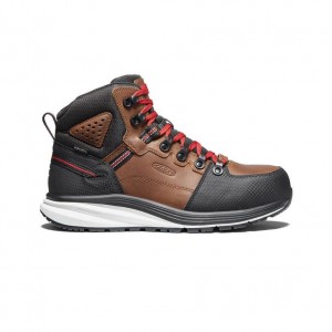 Brown Men Keen Red Hook Waterproof (Carbon-Fiber Toe) Work Boots | 41930-SNEK