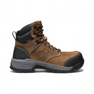 Brown Women Keen Evanston 6 Waterproof (Carbon-Fiber Toe) Work Boots | 82154-INZX