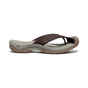 Grey Men Keen Waimea Leather Flip Flops | 96418-MUKN