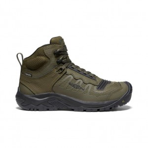 Olive Men Keen Reno Waterproof Mid (Soft Toe) Work Boots | 02513-HAYZ