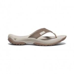 White Women Keen Kona Leather Flip Flops | 57216-MJPI