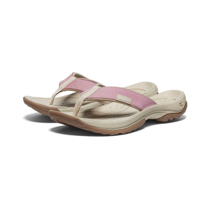 Beige Women Keen Kona Leather Flip Flops | 91382-JCIP