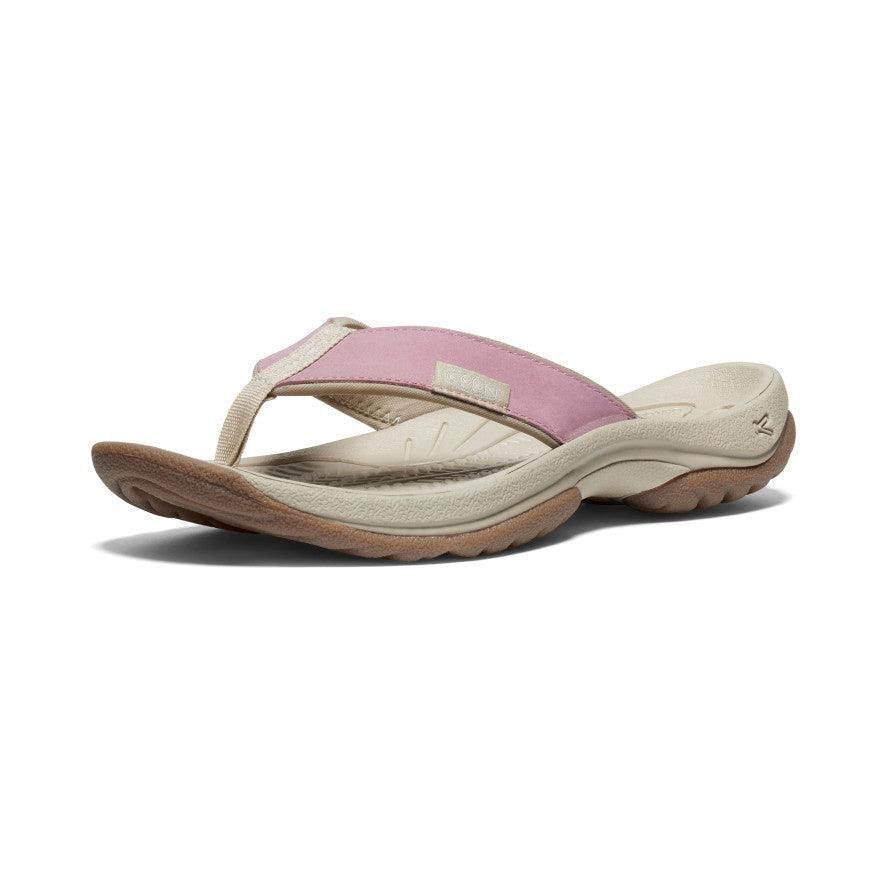 Beige Women Keen Kona Leather Flip Flops | 91382-JCIP