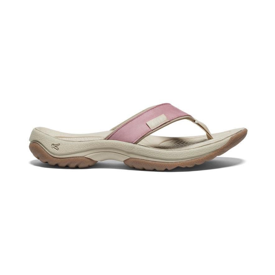 Beige Women Keen Kona Leather Flip Flops | 91382-JCIP