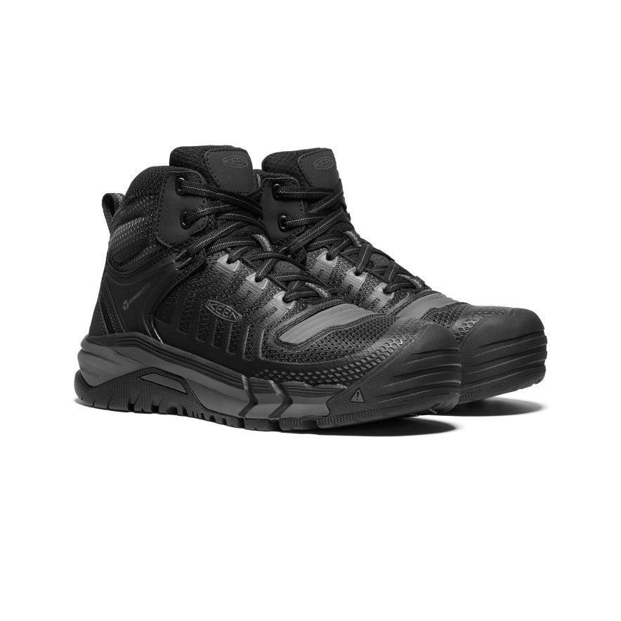 Black Men Keen Kansas City Mid (Carbon-Fiber Toe) Work Boots | 35247-SXPG