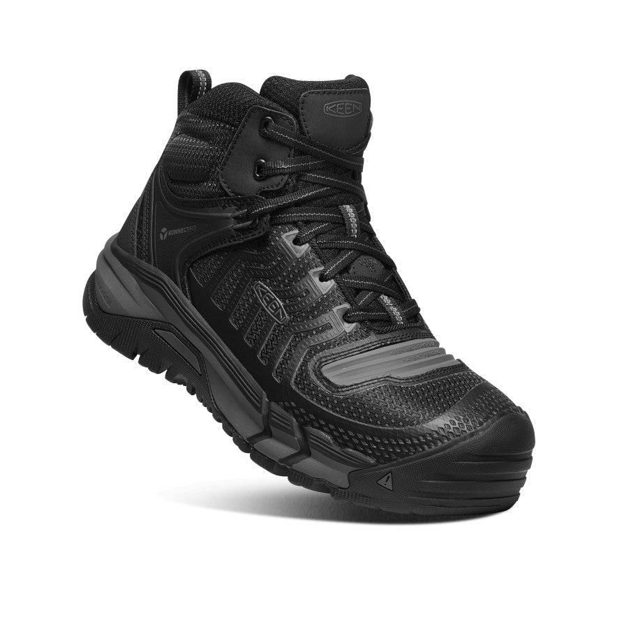 Black Men Keen Kansas City Mid (Carbon-Fiber Toe) Work Boots | 35247-SXPG