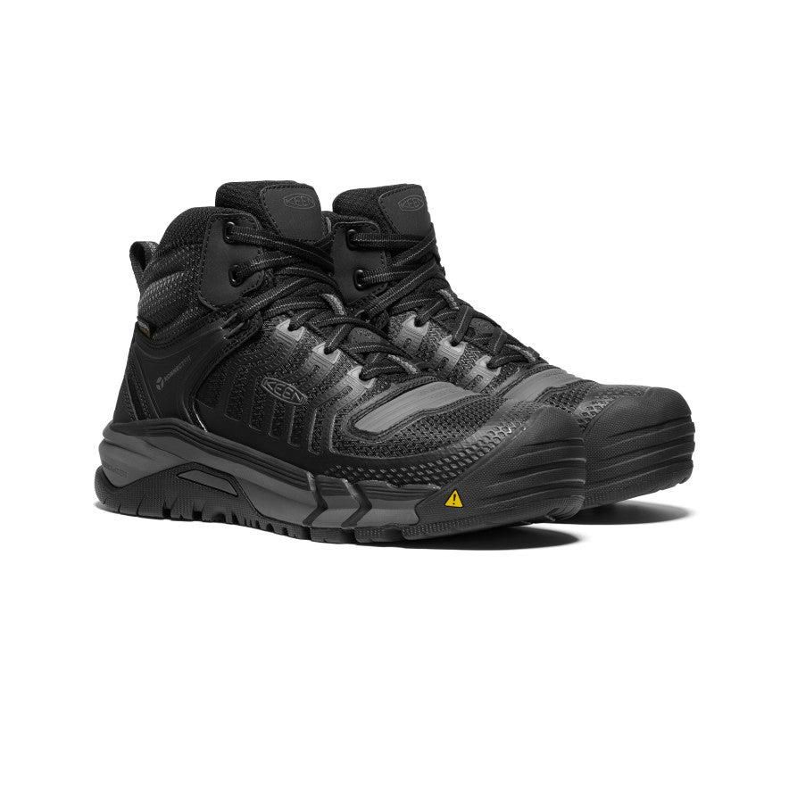 Black Men Keen Kansas City Waterproof Mid (Carbon-Fiber Toe) Work Boots | 20739-OVFN