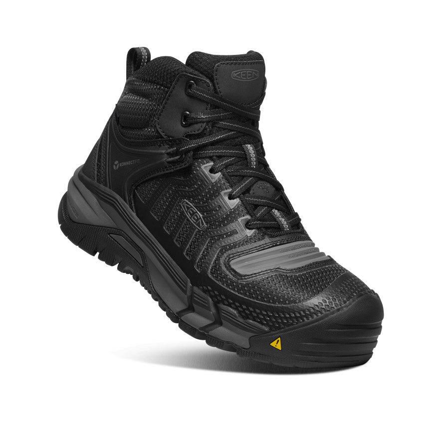 Black Men Keen Kansas City Waterproof Mid (Carbon-Fiber Toe) Work Boots | 20739-OVFN