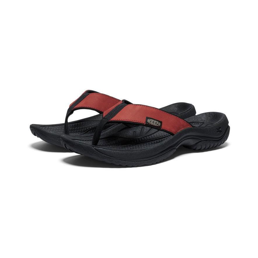 Black Men Keen Kona Leather Flip Flops | 90234-FGLU