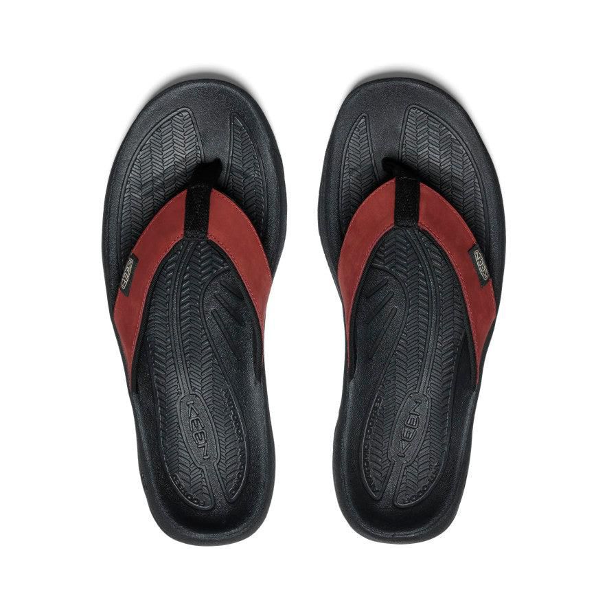 Black Men Keen Kona Leather Flip Flops | 90234-FGLU