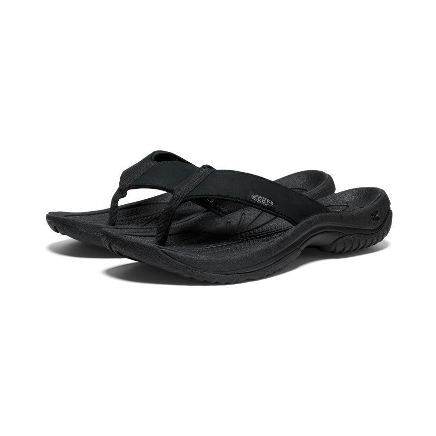 Black Men Keen Kona Leather Flip Flops | 48307-TZPV