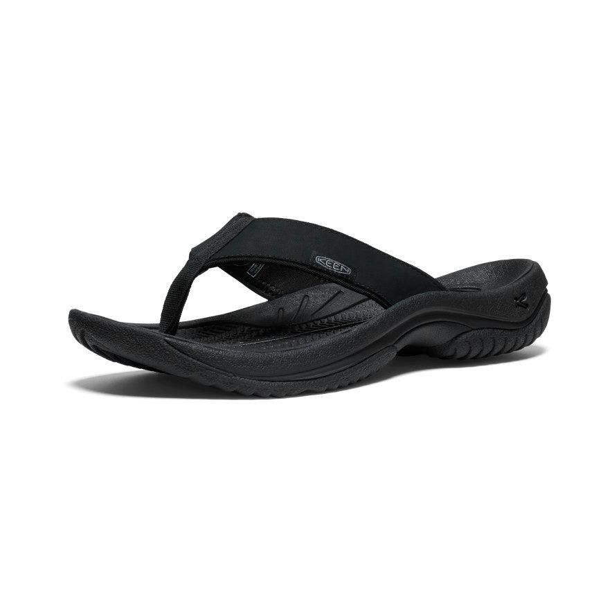 Black Men Keen Kona Leather Flip Flops | 48307-TZPV