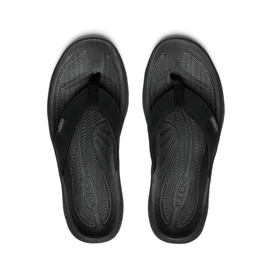 Black Men Keen Kona Leather Flip Flops | 48307-TZPV