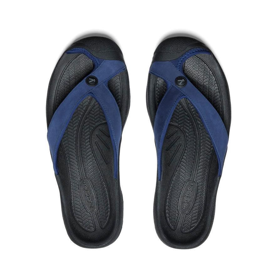 Black Men Keen Waimea Leather Flip Flops | 54126-VYJN