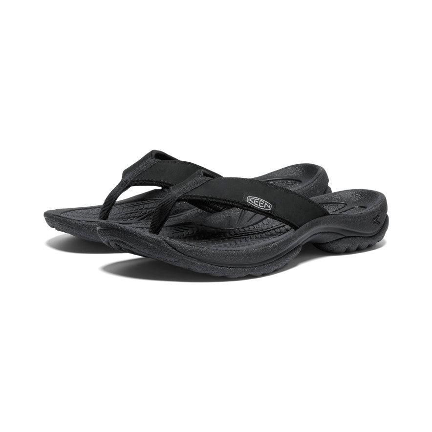 Black Women Keen Kona Leather Flip Flops | 05618-SQYI