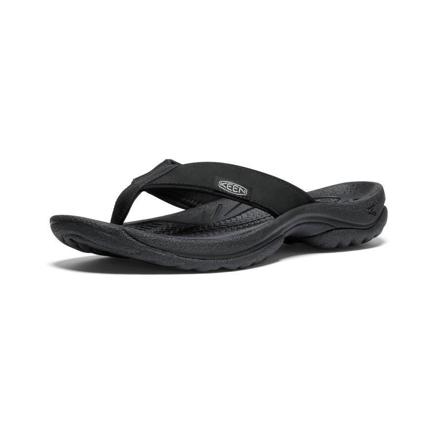 Black Women Keen Kona Leather Flip Flops | 05618-SQYI