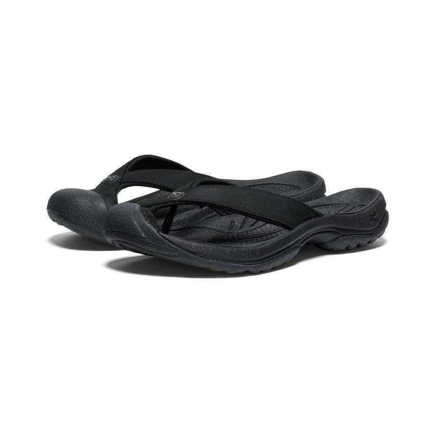 Black Women Keen Waimea Leather Flip Flops | 93862-BCVP