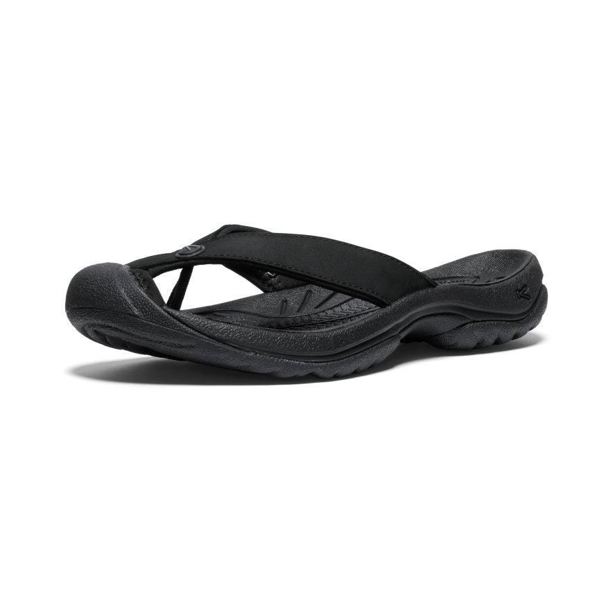 Black Women Keen Waimea Leather Flip Flops | 93862-BCVP