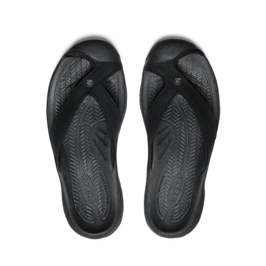 Black Women Keen Waimea Leather Flip Flops | 93862-BCVP