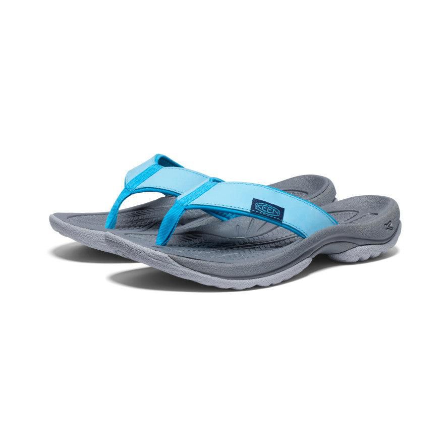 Blue Women Keen Kona Leather Flip Flops | 72908-FHTC