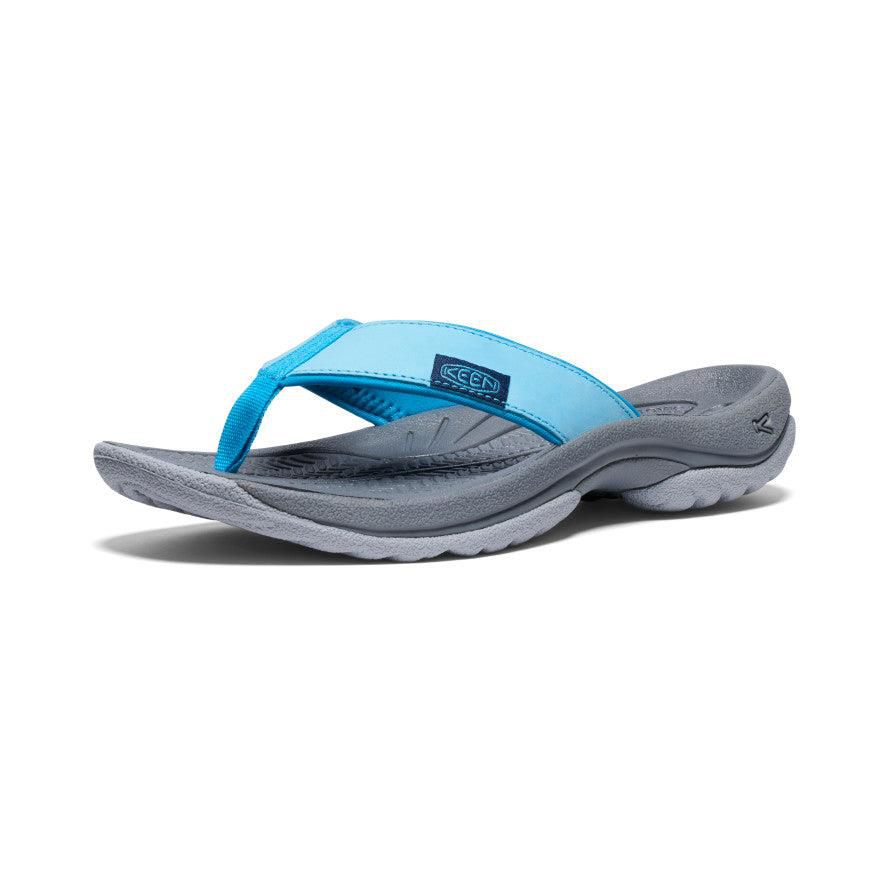 Blue Women Keen Kona Leather Flip Flops | 72908-FHTC