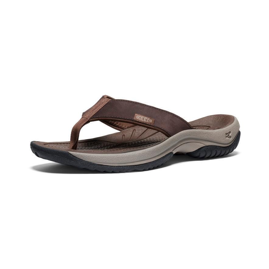 Brown Men Keen Kona Leather Flip Flops | 39105-IJFB