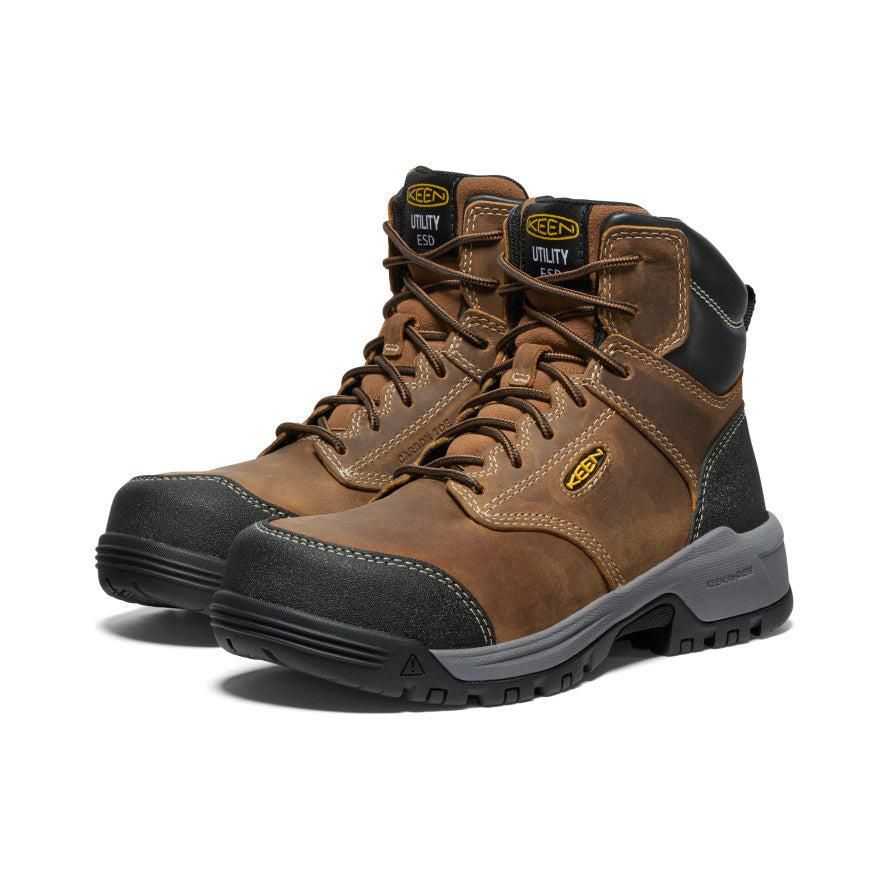 Brown Women Keen Evanston 6 ESD (Carbon-Fiber Toe) Work Boots | 17536-FBZG