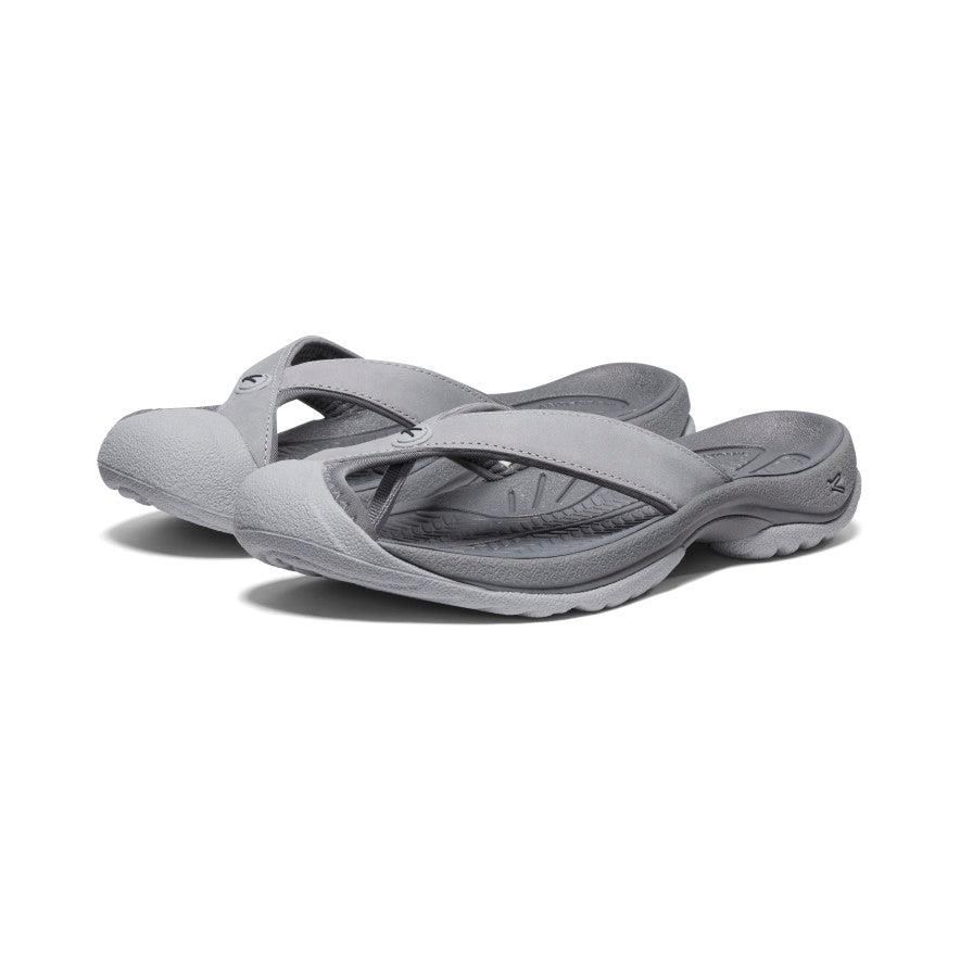 Grey Women Keen Waimea Leather Flip Flops | 21605-QKGB