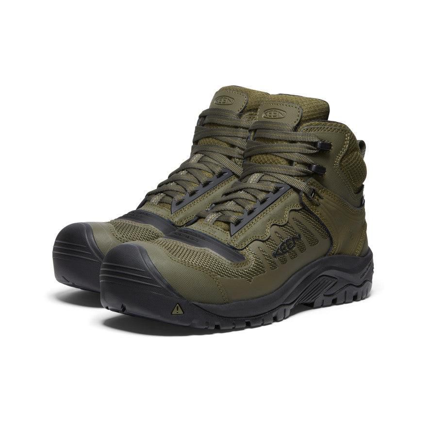 Olive Men Keen Reno Mid Waterproof (Carbon-Fiber Toe) Work Boots | 39281-ROEJ