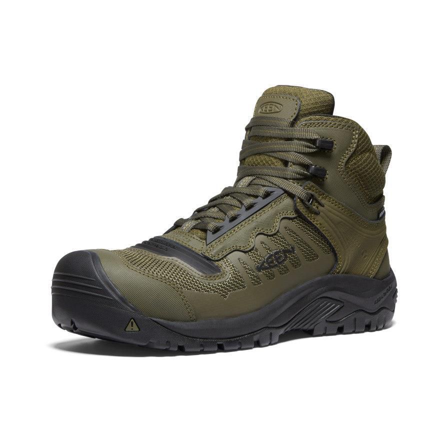 Olive Men Keen Reno Mid Waterproof (Carbon-Fiber Toe) Work Boots | 39281-ROEJ