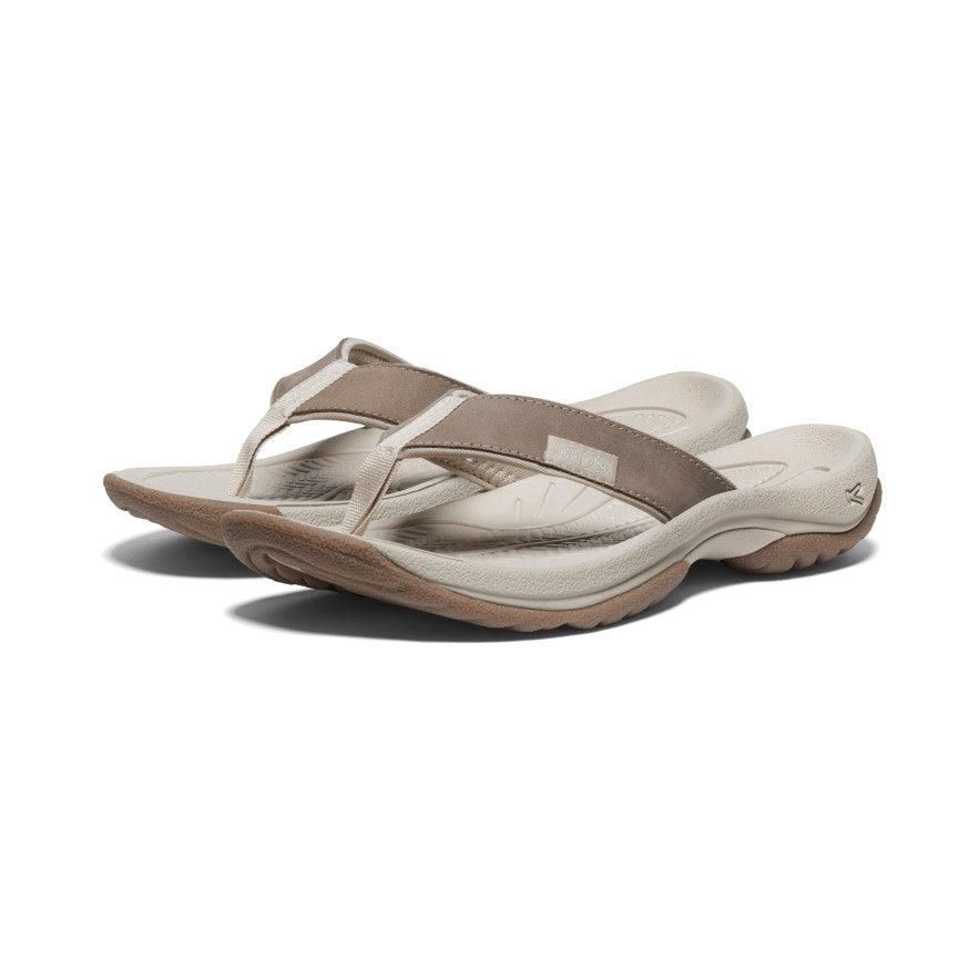 White Women Keen Kona Leather Flip Flops | 57216-MJPI